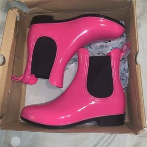 Pink rain boots